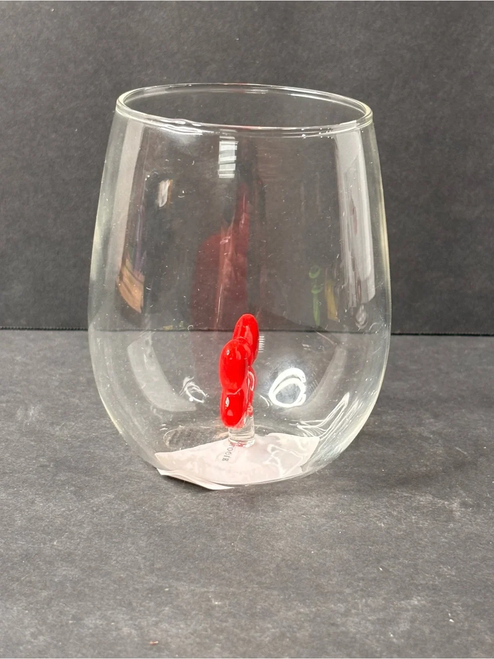 Anthropologie Jolly Icon Stemless Wine Glass Red Bow NWT